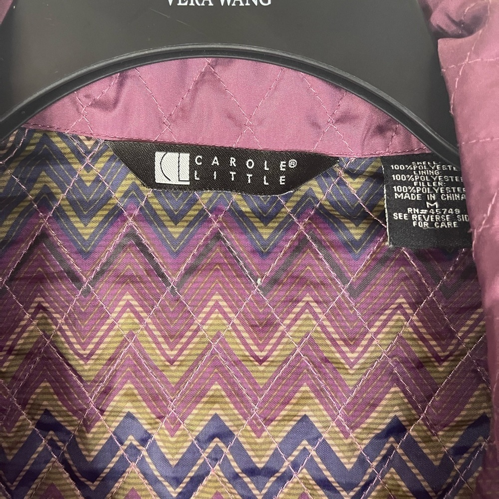 Carole Little purple quilted jacket with pattern on the inside. - Picture 3 of 6